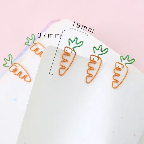Creative Cute Carrot Shape Metal Paper Clips Dual Color Office School Stationery Document Organizing Planner Clips