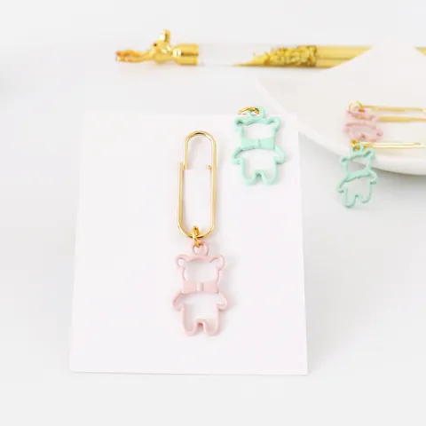 Cute Cartoon Animal Metal Paperclips Creative Bow Tie Bear Rabbit Bookmark Clips Office School Stationery Supplies