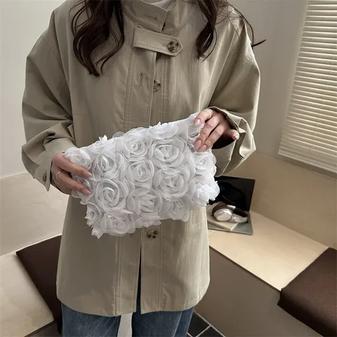 Γυναικεία Τσάντα Clutch Βραδινή Γλυκιά 3D Λουλουδάτη Δίκτυ Μικρή Τετραγωνισμένη Τσάντα Κομψή Πάρτι Γάμος Τσάντα Χεριού