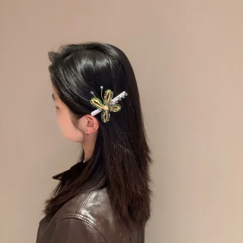 Sweet Mesh Rhinestone Flower Hair Comb Elegant Handmade Beaded Butterfly Hair Clip Fashion Hair Accessories For Women Daily Party Decor