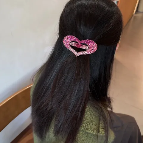 Pince à Cheveux en Forme de Cœur en Alliage de Luxe avec Strass Scintillante Double Couche Cœur de Pêche Ressort Automatique Barrettes Mode Coiffure pour Femmes Bijoux Accessoire Quotidien