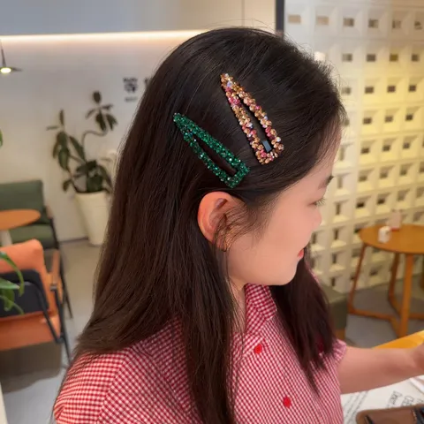 Pince à Cheveux de Luxe en Alliage de Strass pour Femmes Épingle à Cheveux Latérale Géométrique Pince à Frange en Cristal Brillant Accessoire Élégant