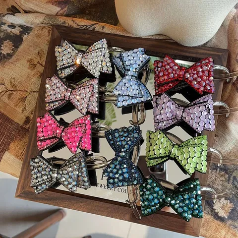 Pince à Cheveux Élégante Nœud Strass Luxe Français Fait à la Main Brillant Cristal Barrette pour Femmes Accessories Cheveux Fête