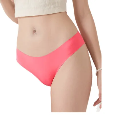 Women's Low Waist Seamless Thong Panties Breathable Nylon Solid Color T-Back Underwear