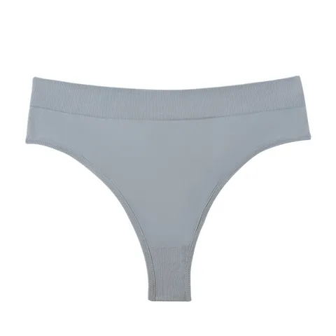 Women High Waist Seamless Thong French Style T-Back Briefs Solid Color Breathable Shaping Panties Underwear