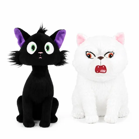 Kreatives Schwarze Katze Plüschtier Süßes Cartoon Tier Stoffpuppe Weiches Kissen Grüne Augen Lila Ohren Kissen Geschenk Für Kinder Freunde Zuhause Deko