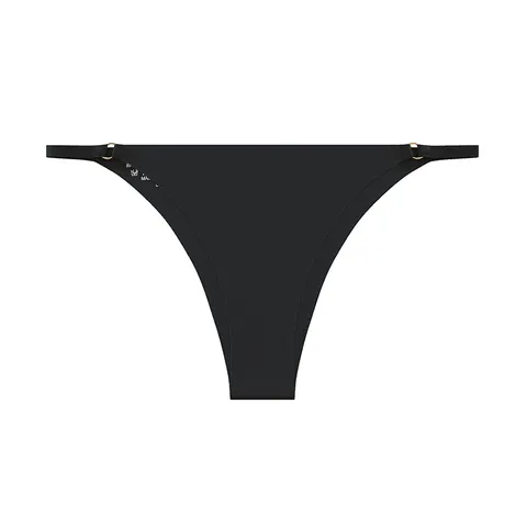 Women Low Waist Seamless Thong Panties Sexy Solid Color Bikini Bottom With Metal Ring Adjustable Strap Underwear