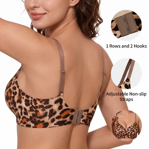 Women Seamless Wireless Bra Soft Support Comfortable Breathable Lingerie Leopard And Solid Colors