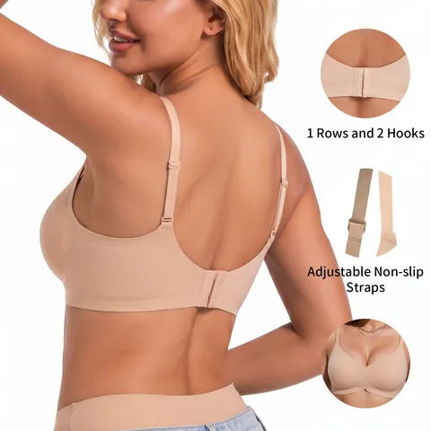 Women's Wireless Seamless Comfort Jelly Bra Thin Molded Cup Adjustable Straps Lingerie Everyday Push Up Bra Top