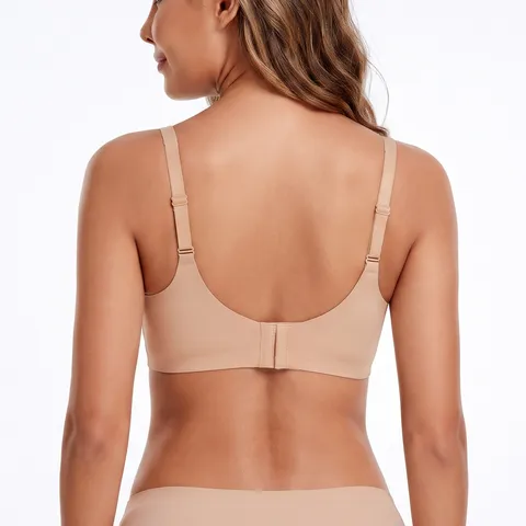 Women's Wireless Seamless Comfort Jelly Bra Thin Molded Cup Adjustable Straps Lingerie Everyday Push Up Bra Top
