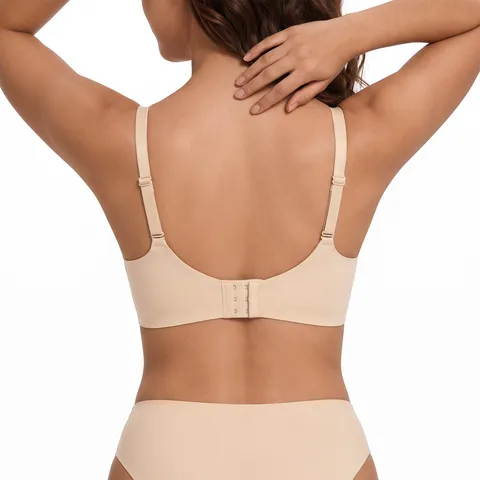 Women Wireless Seamless Comfort Jelly Bra V-Neck Adjustable Strap Soft Everyday Underwear Nylon Lingerie