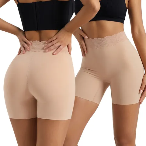 Mutande a Vita Alta Controllo Pancia per Donna Modellante Senza Cuciture Bordo in Pizzo Body Shaper Seta di Ghiaccio Traspirante Pantaloni di Sicurezza Sotto
