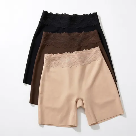 Mutande a Vita Alta Controllo Pancia per Donna Modellante Senza Cuciture Bordo in Pizzo Body Shaper Seta di Ghiaccio Traspirante Pantaloni di Sicurezza Sotto