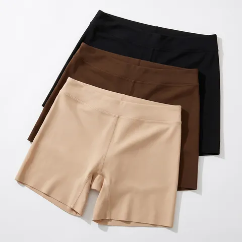 Pantalones Cortos de Seguridad Sin Costuras de Cintura Alta para Mujer Control de Abdomen Seda de Hielo Moldeador Levanta Glúteos Ropa Interior Transpirable