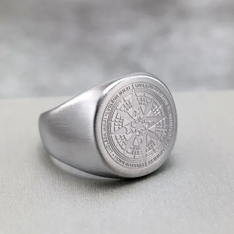 Vintage Stainless Steel Compass Signet Ring For Men Women Polished Geometric Round Flat Top Sailor Finger Ring Punk Hip Hop Jewelry Gift