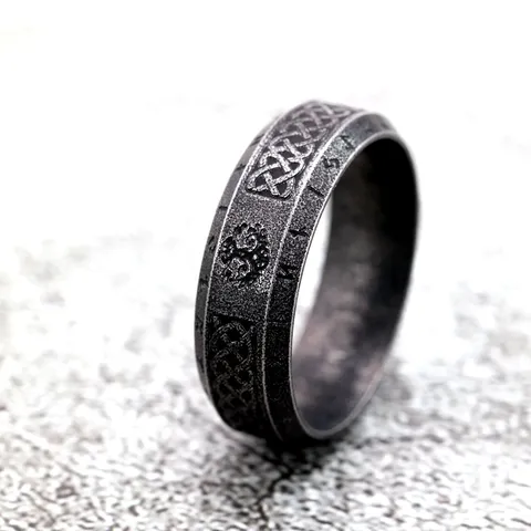 Nordic Vintage Stainless Steel Ring For Men Distressed Rune Letter Tree of Life Celtic Knot Band Ring Punk Hip Hop Jewelry Gift