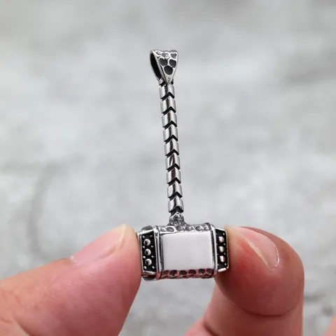 Vintage Roestvrij Staal Thors Hamer Hanger Ketting Voor Heren Noords Viking Stijl Solide Staalkleur Geometrische Amulet Hanger Punk Rock Casual Dagelijks Mannen Sieraden