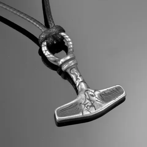 Collar con Colgante de Martillo de Thor de Aciero Inoxidable Vintage para Hombre Collar de Tótem Vikingo Hip Hop Mjolnir Joyería de Amuleto Regalo