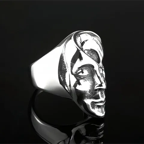Anillo en Relieve Cara de Calavera de Acero Inoxidable Vintage para Hombres Mujeres Punk Gótico Hip Hop Desconstrucción Pulido Biker Band Ring Joyería Regalo
