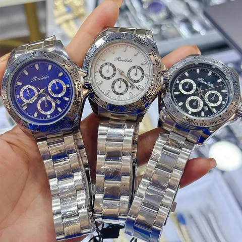 Heren Zakelijk Quartz Horloge Roestvrij Stalen Band Chronograaf Stijl Lichtgevende Wijzers Tachymeter Bezel Luxe Legering Horloge