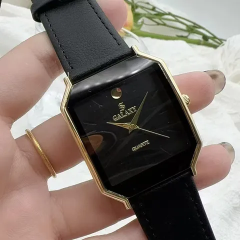 Men Retro Vintage Quartz Watch Alloy Polygonal Square Case Faux Leather Strap Stainless Steel Buckle Dress Wristwatch Casual Office Wrist Watch
