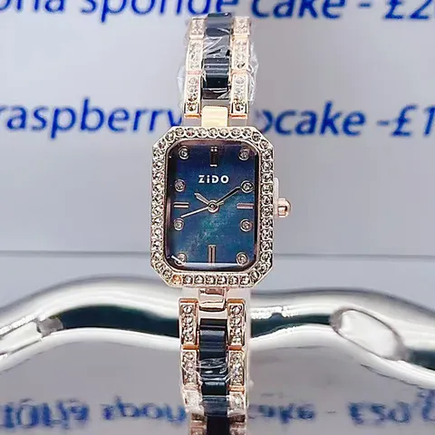 Vintage Alloy Ceramic Quartz Watch Rectangular Rhinestone Decorative Chain Link Bracelet Watch For Women Elegant Decorative Timepiece