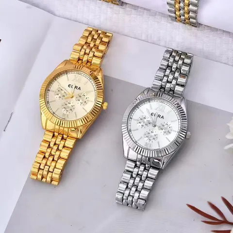 Herren Business Mode Quarzuhr Legierungsgehäuse Edelstahlband Geriffelte Lünette Rundes Zifferblatt Multifunktions Römische Ziffern Luxus Armbanduhr Für Männer Büro Geschenk