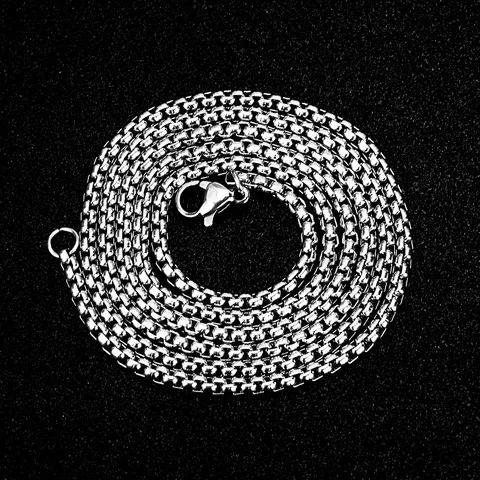 Minimalist Stainless Steel Square Box Chain Necklace For Men Women Polished Geometric Links Corn Chain Punk Choker Everyday Jewelry Gift