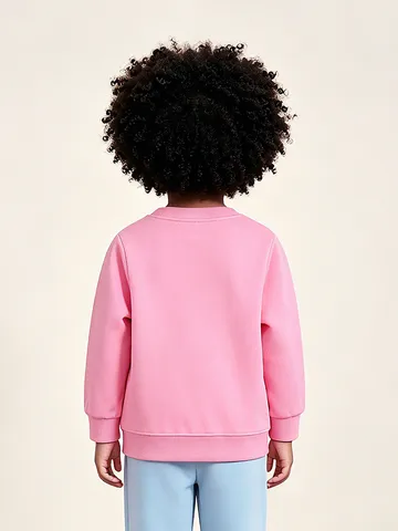 Felpa da Bambina alla Moda in Cotone con Ricamo a Cuore Lettera Girocollo a Maniche Lunghe Pullover per Bambini