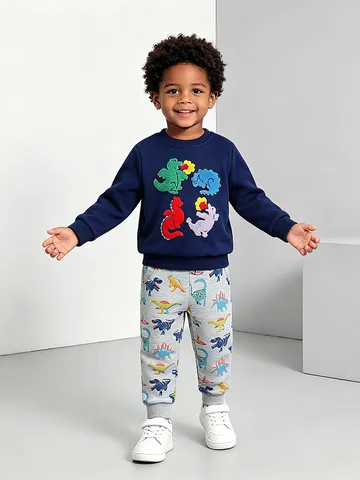 Kinder Baumwolle Cartoon Dinosaurier Bedruckt Jogginghose Euro Stil Mode Buntes Muster Lässige Sporthose Für Kinder Hosen