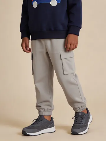 Kinderen Katoen Cargo Broek Sportief Casual Effen Kleur Genaaide Broeken Manchet Joggers Trekkoord Elastische Tailleband Jongens