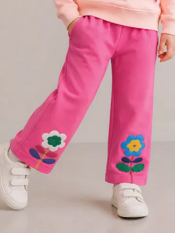 Kinderen Mode Katoen Rechte Broek Borduren Bloem Appel Hart Patroon Elastisch Koord Trousers Voor Meisjes Jongens Dagelijks