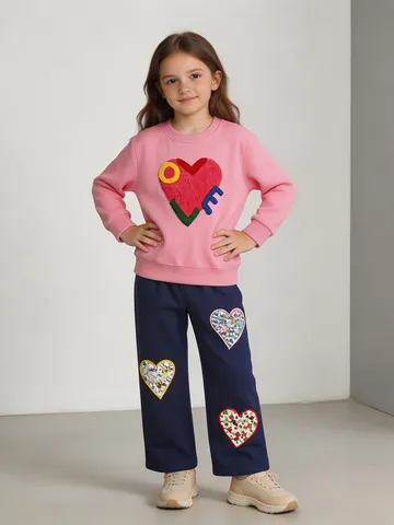 Abbigliamento per Bambini Stile Occidentale Casual Cotone Top And Bottom Autunno Primavera Pullover Allentato Felpa Pantaloni Lunghi Driti Completo per Bambine
