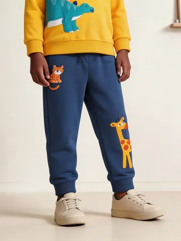 Pantalones de Chándal Casual de Algodón para Niños Estampado de Dibujos Animados Cintura Elástica Estilo Europeo Americano