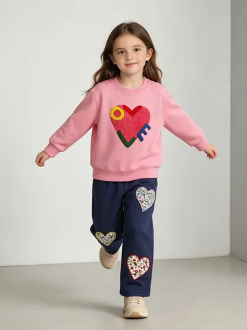 Abbigliamento per Bambini Stile Occidentale Casual Cotone Top And Bottom Autunno Primavera Pullover Allentato Felpa Pantaloni Lunghi Driti Completo per Bambine