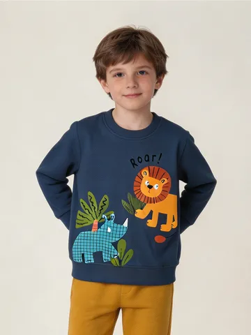 Jungen Casual Baumwolle Top Langarm Rundhalsausschnitt Pullover Cartoon Tier Gedruckt Sweatshirt Für Kinder