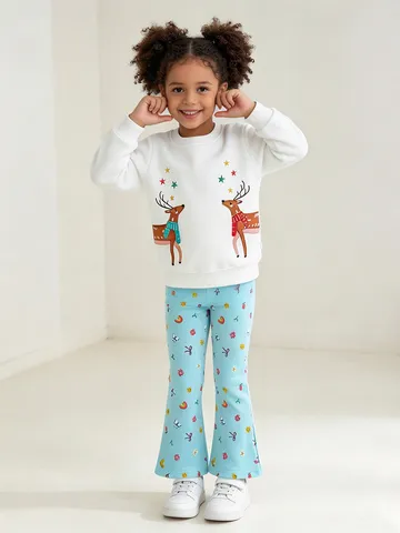 AostaBetty Autunno Ragazze Cotone Pantaloni A Zampa Carino Cartone Animato Stampa Alta Elasticità Leggings Morbido Vestibilità Aderente Pantaloni Lunghi Abbigliamento Casual Per Bambini
