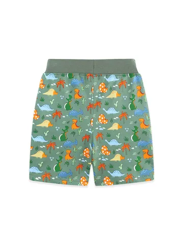 Boys Summer Cotton Shorts Euro Style Dinosaur Printed Kids Sports Pants Casual Drawstring Knit Cotton Elastic Waist Shorts