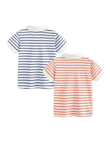 Jongens Gestreept Katoen Poloshirt Peuter Kinderen Korte Mouw Omslagkraag T-Shirt Ademend Zomer Sport Casual Top