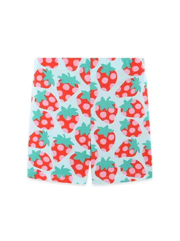 Sweet Strawberry Print Girls Cotton Shorts Casual Summer Toddler Kids Elastic Waist Leggings Cute Lightweight Stretchy Bottoms