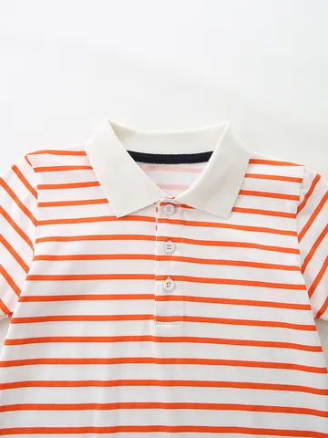 Kinder Casual Baumwolle Gestreiftes Poloshirt Und Shorts Top And Bottom Set Europäisch Amerikanischer Stil Weiche Atmungsaktive Sommer Kurzarm Outfits Für Kleinkinder Jungen Mädchen