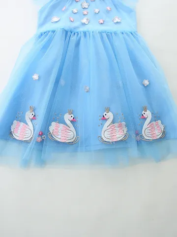 Γυναικείο Ευρωαμερικανικό Φόρεμα Πριγκίπισσας για Κορίτσια Κέντημα Κύκνος Πλέγμα Σύνδεσης Βαμβάκι Τούλι Κοντό Μανίκι