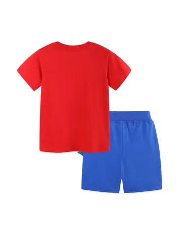 Boys Top And Bottom Casual Cotton Kids Summer Cartoon Shark Print Embroidery Short Sleeve T-Shirt And Shorts