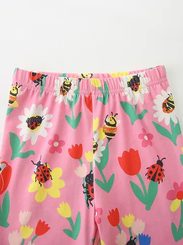 Girls Cute Cotton Printed Shorts Euro-American Style Kids Comfortable Elastic Waist Soft Knit Leggings Shorts For Summer Daily
