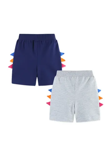 Euro-American Style Kids Cotton Knit Shorts Cartoon Dinosaur Fin Drawstring Casual Bottom For Boys Summer Clothing