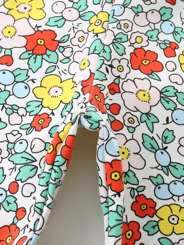 Kids Girls Floral Printed Cotton Leggings Shorts Cartoon Patterned Breathable Summer Five-Point Pants Stretchy Toddler Bottoms