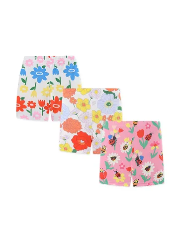 Girls Cute Cotton Printed Shorts Euro-American Style Kids Comfortable Elastic Waist Soft Knit Leggings Shorts For Summer Daily