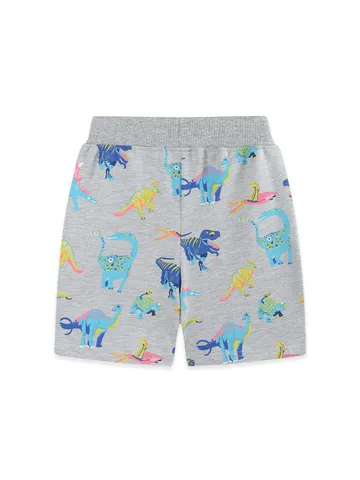 Boys Casual Cotton Shorts Summer Dinosaur Print Kids Sport Bottoms Breathable Elastic Waist Casual Pant For Children