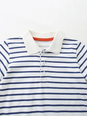 Boys Summer Striped Cotton Polo Shirt Shorts Set Kids Soft Lapel Collar Short Sleeve Top And Bottom Clothing Set