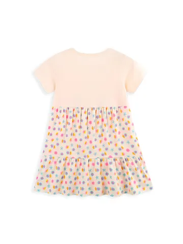 Toddler Girls Flamingo Print Dress Cute Short Sleeve Cotton T-Shirt Dress For Kids Summer Casual Pink Floral Dress